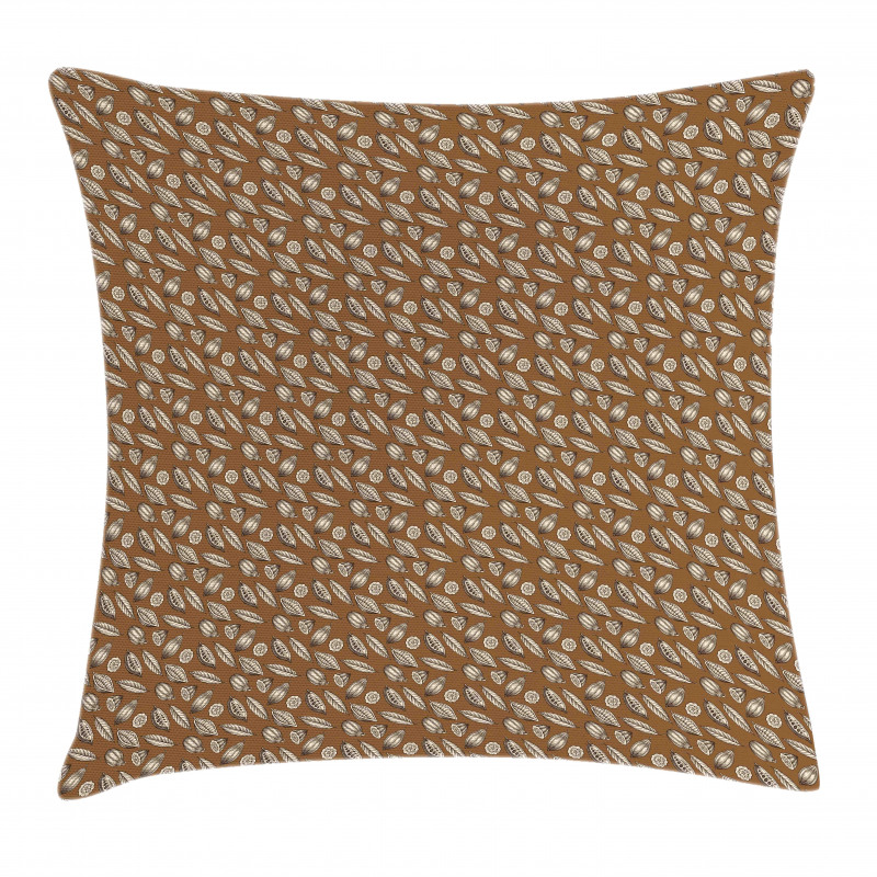 Cocoa Beans Leaves Pillow Cover