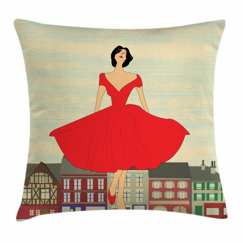 Lady in Red Dress Pillow Cover