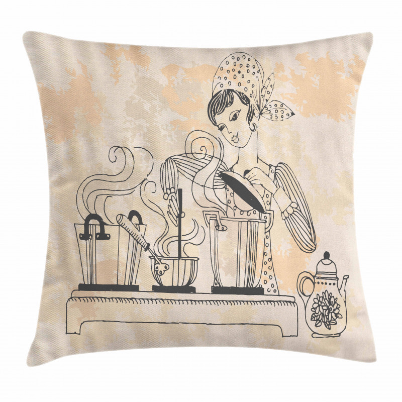 Housewife Cooking Pillow Cover