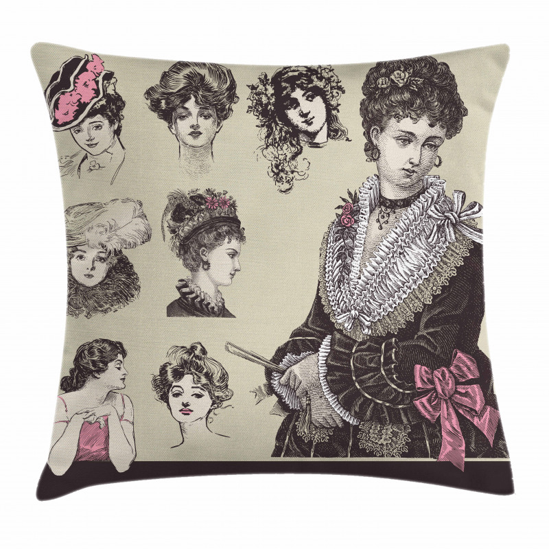 Retro Lady Pillow Cover