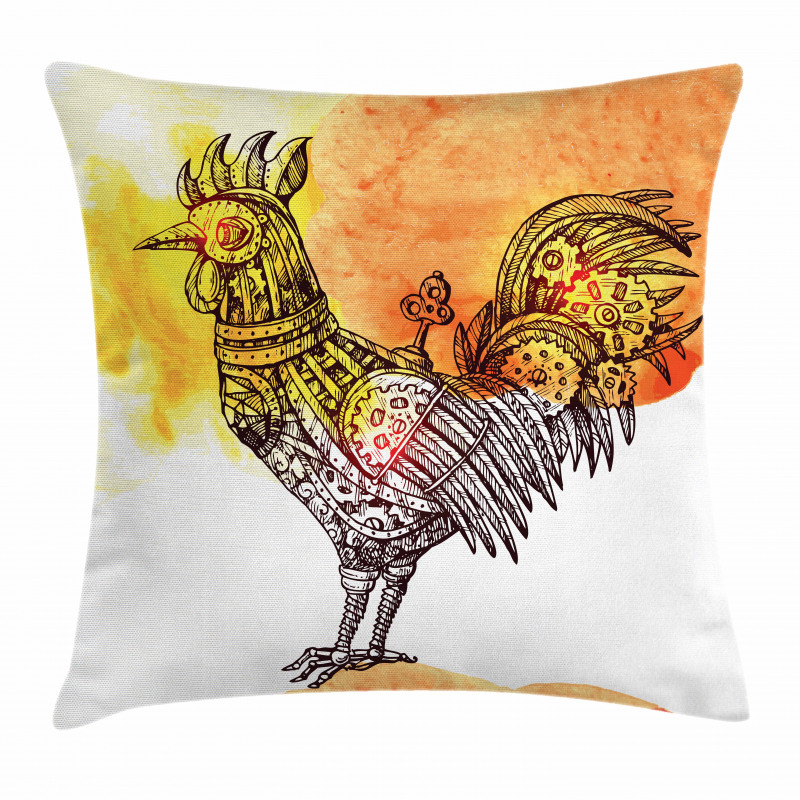 Mechanical Rooster Pillow Cover