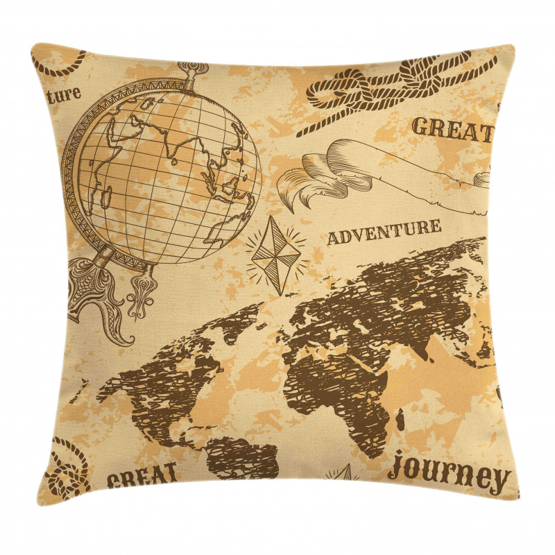 World Map Rope Knots Pillow Cover