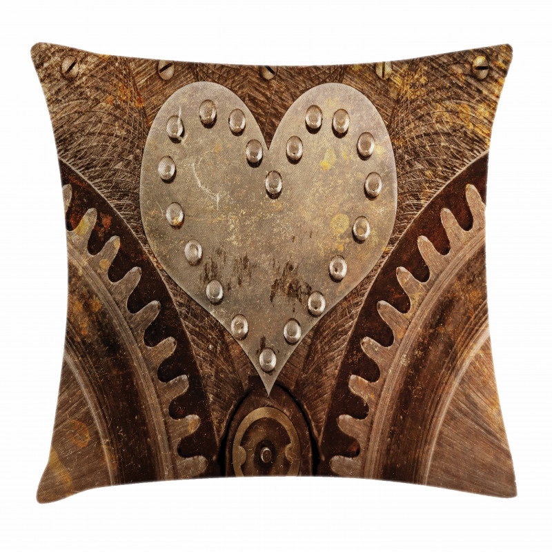 Heart Form and Rivets Pillow Cover