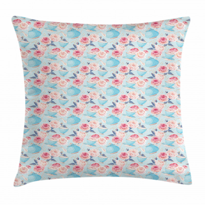 Teapots Roses Pillow Cover