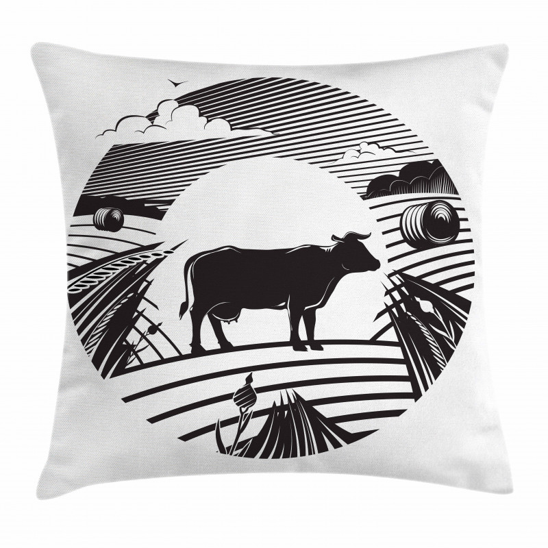 Rural Landscape Field Pillow Cover
