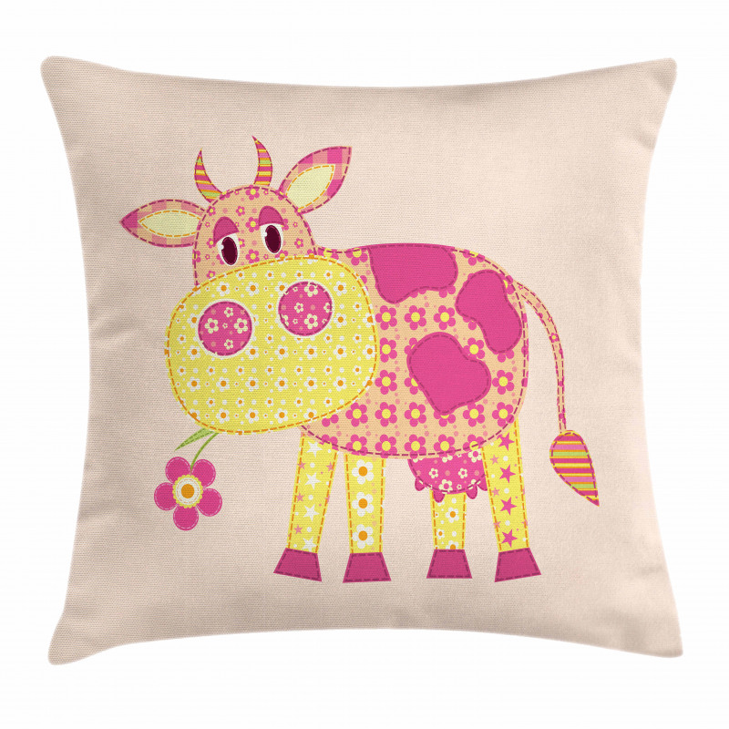 Childish Patchwork Cow Pillow Cover