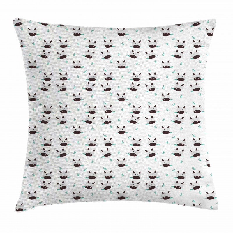 Cow Heads Chewing Grass Pillow Cover