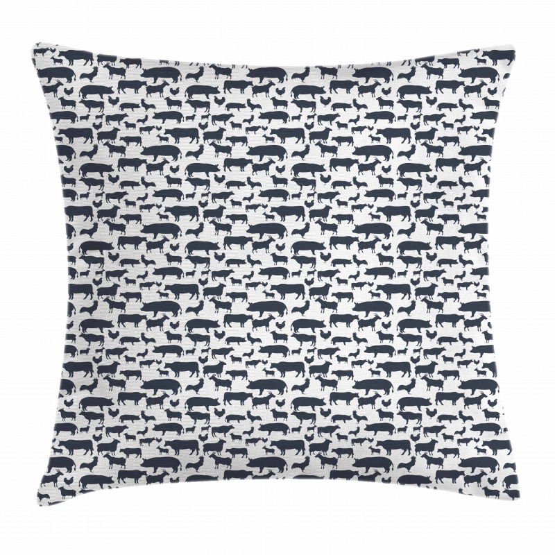 Silhouette Farm Animals Pillow Cover