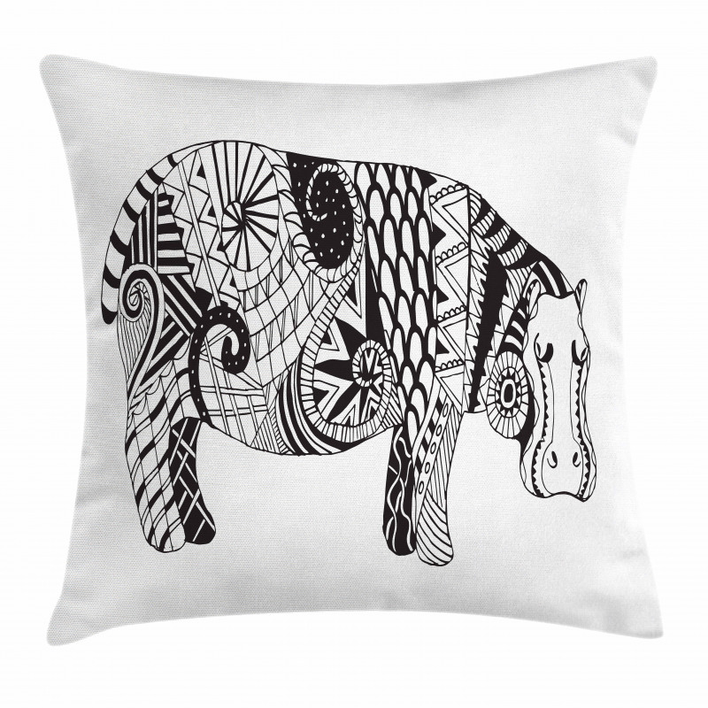 Hippo Geometric Ornament Pillow Cover