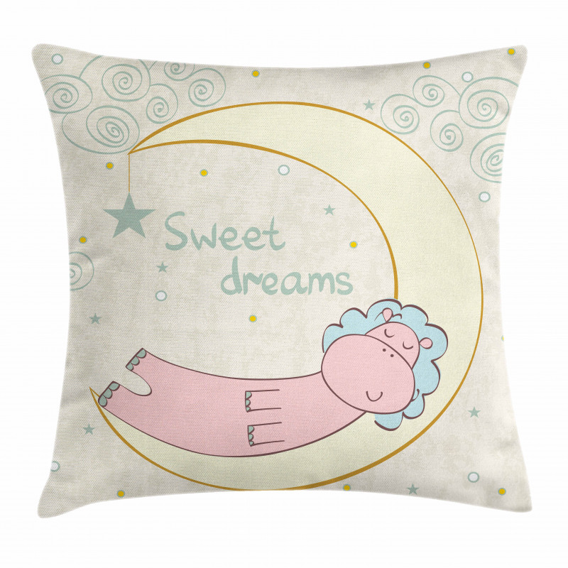 Cartoon Hippo Sleeping Pillow Cover