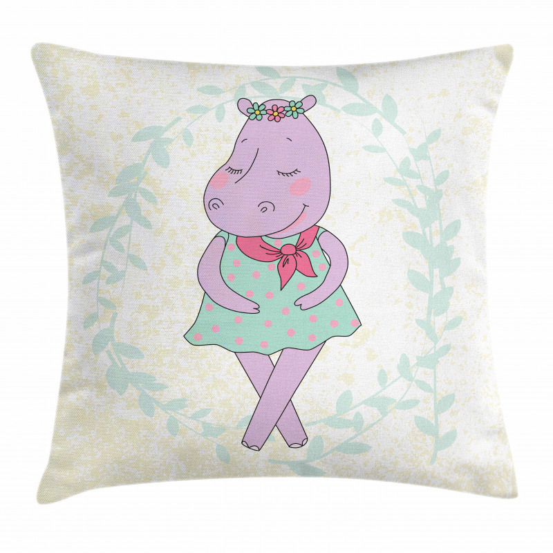 Hippie Girl Animal Floral Pillow Cover