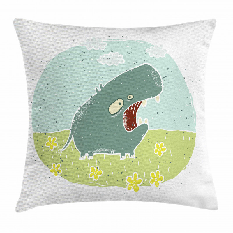 Roaring Hippo Clouds Pillow Cover