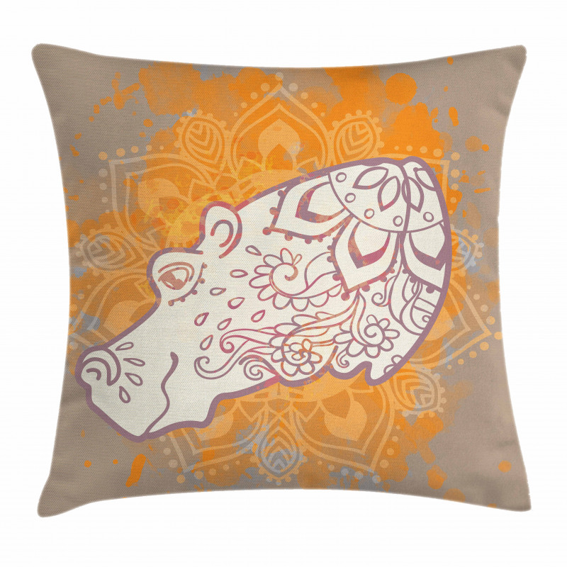 Hippo Design Floral Motifs Pillow Cover