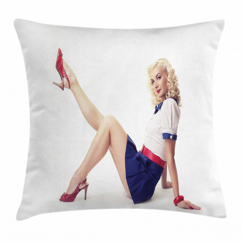 Lady in Navy Dress Pillow Cover