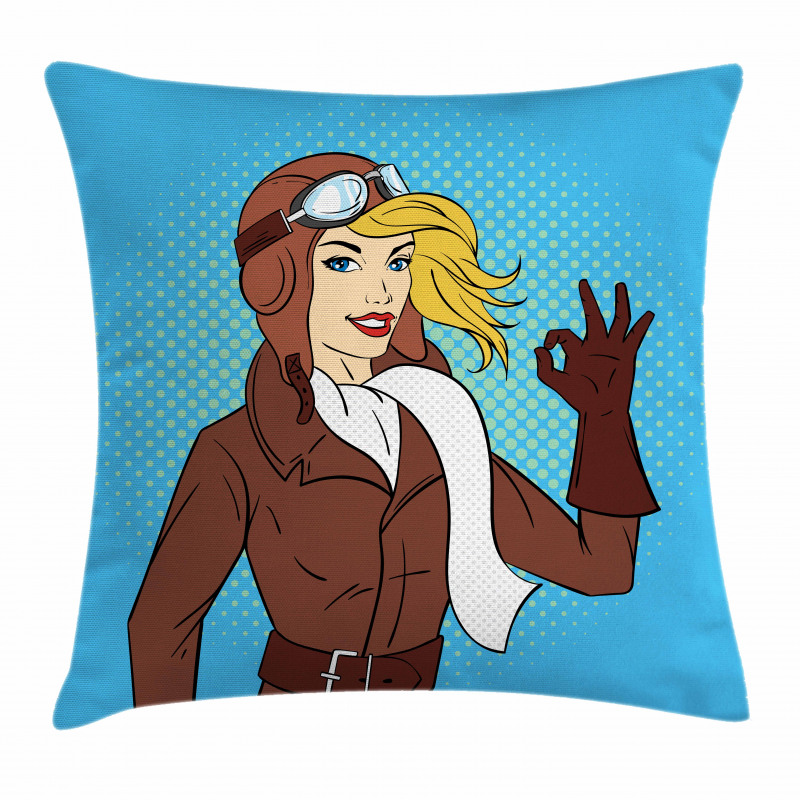 Pop Art Woman Pilot Pillow Cover