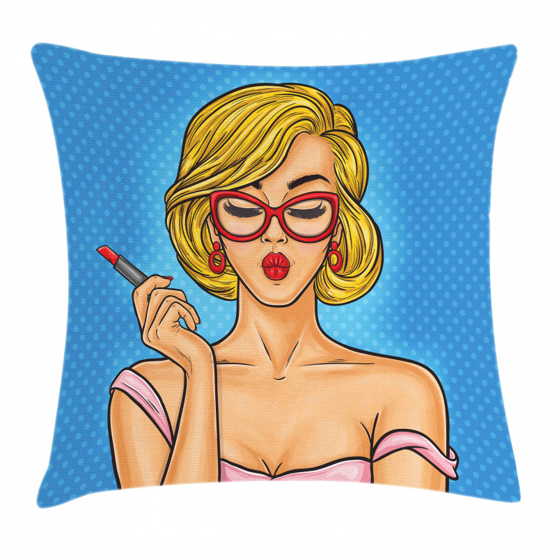 Red Cat Eyeglasses Pillow Cover