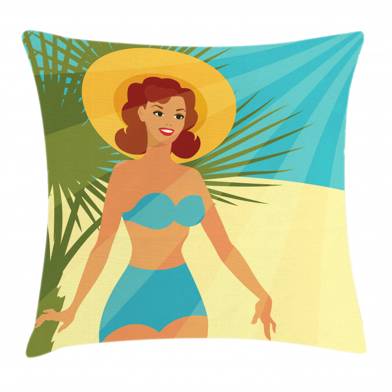 1950s Style Bikini Pillow Cover