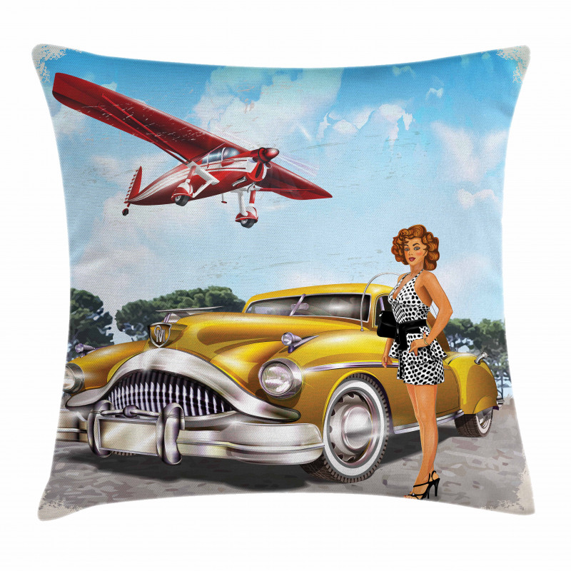 Vintage Biplane Pillow Cover