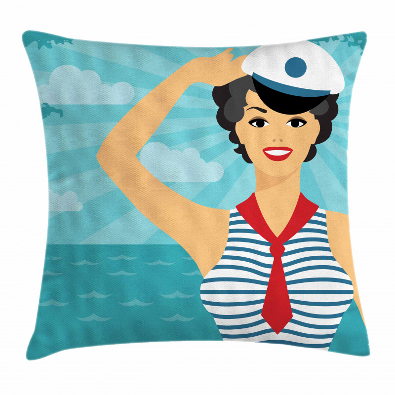 Smiling Sailor Girl Pillow Cover