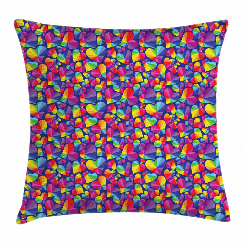 Rainbow Color Tone Heart Pillow Cover