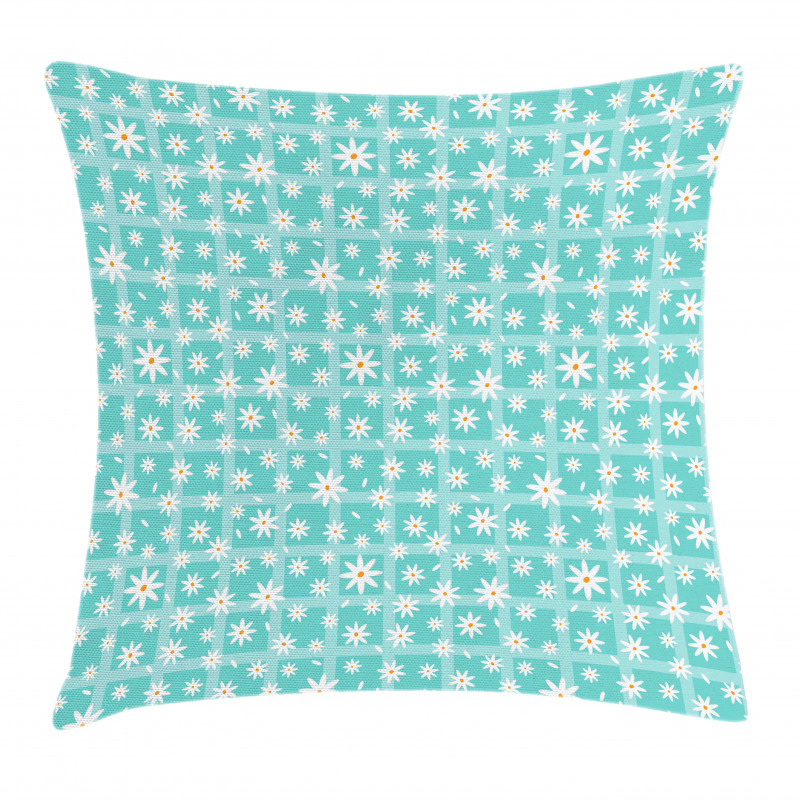 Cartoon Petals on Grid Pillow Cover