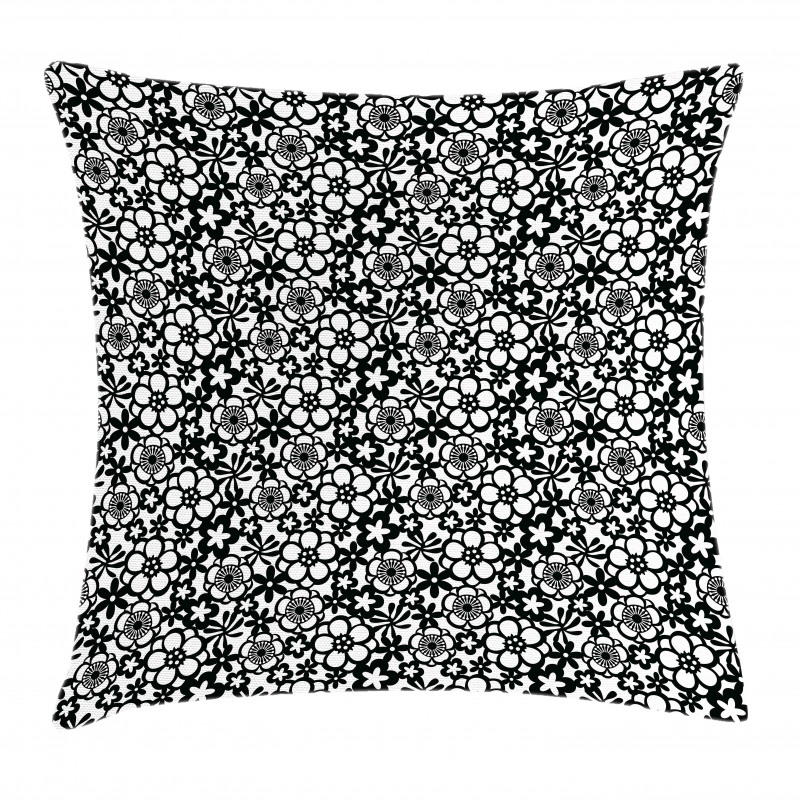 Monochrome Flower Petals Pillow Cover