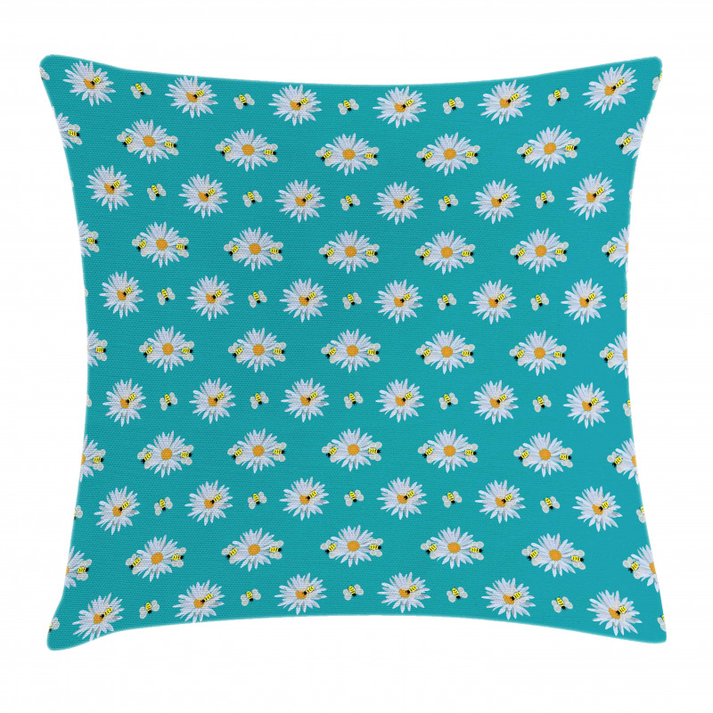 Chamomile Petals and Bees Pillow Cover