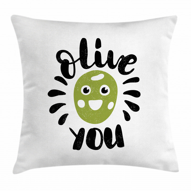 Olive You Funny Grunge Pillow Cover