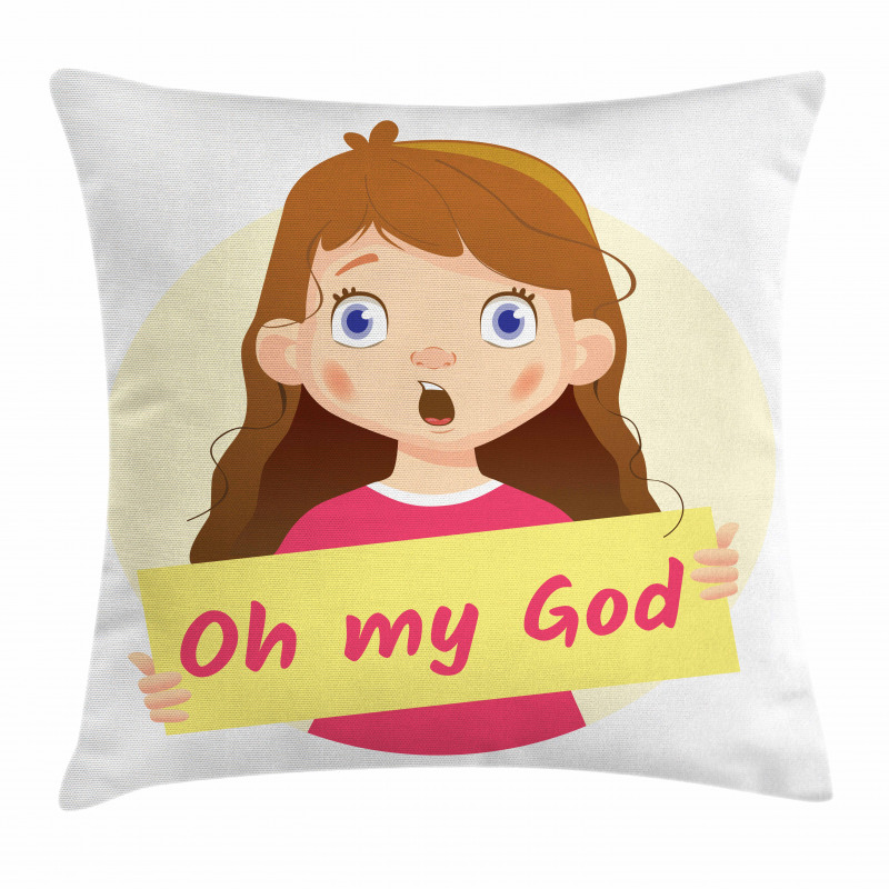 Surprised Cartoon Girl Pillow Cover