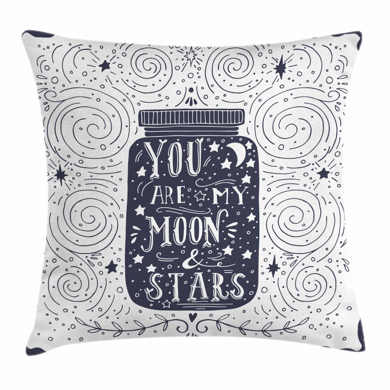 Vintage Doodle Curl Star Pillow Cover