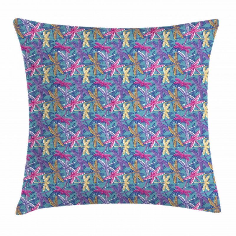 Grunge Colorful Bugs Pillow Cover