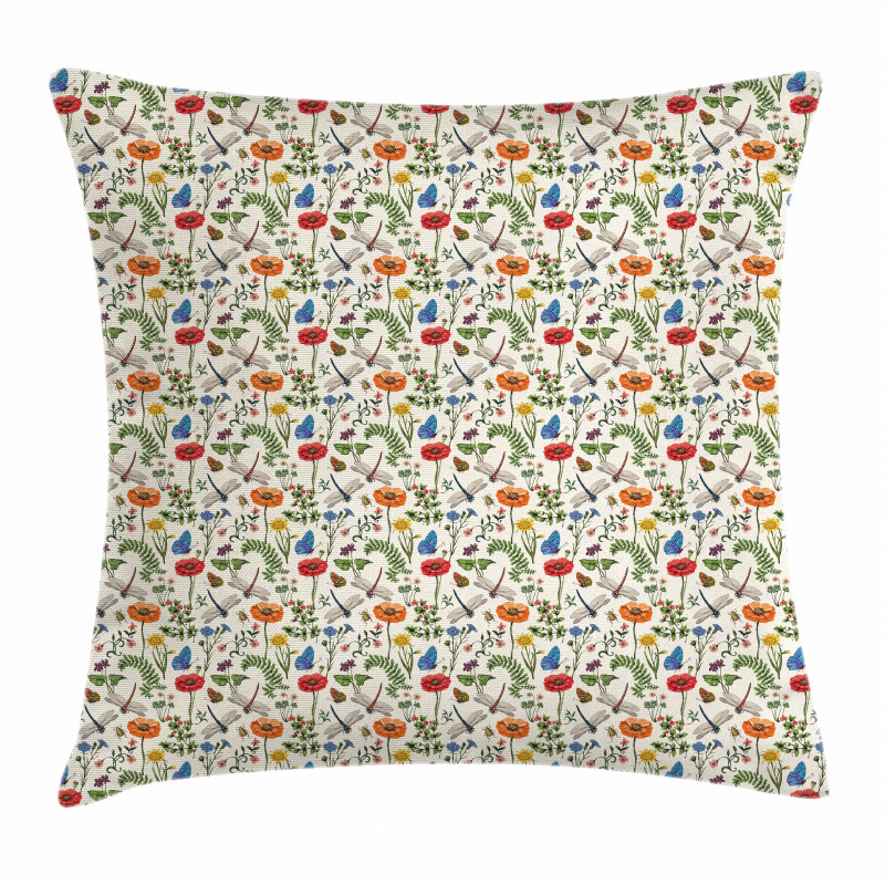 Bugs Plants Flowers Pillow Cover