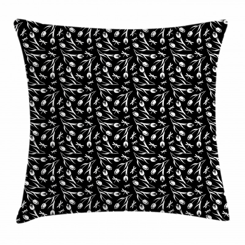 Dragonfly Tulip Pillow Cover