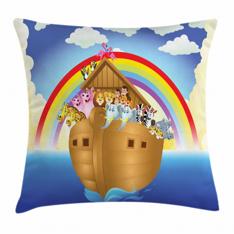 Clouds Animals Ship Ancient Pillow Cover