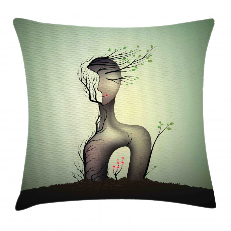 Surrealist Woman Shape Pillow Cover