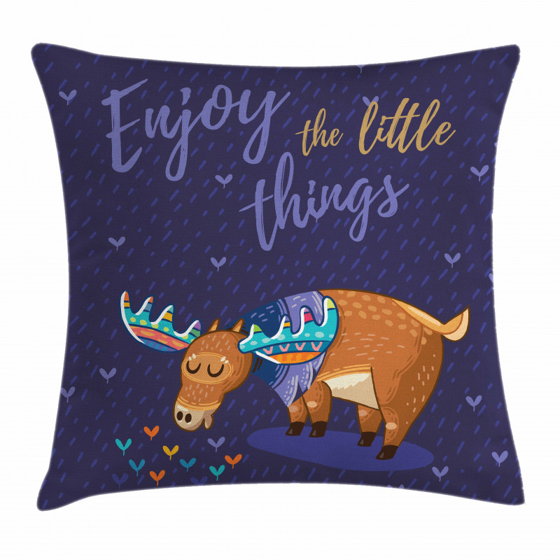 Elk Grazing in the Rain Pillow Cover