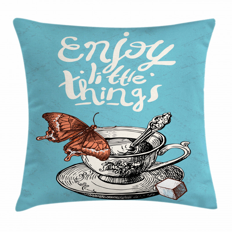 Antique Tea Cup Sketch Pillow Cover