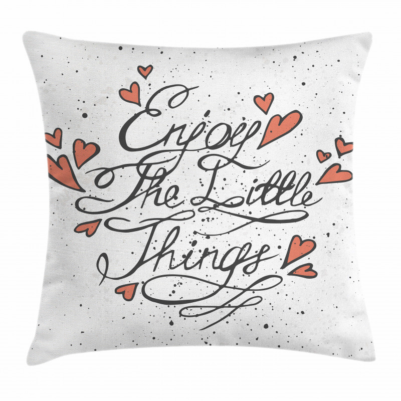 Romantic Hearts Slogan Pillow Cover