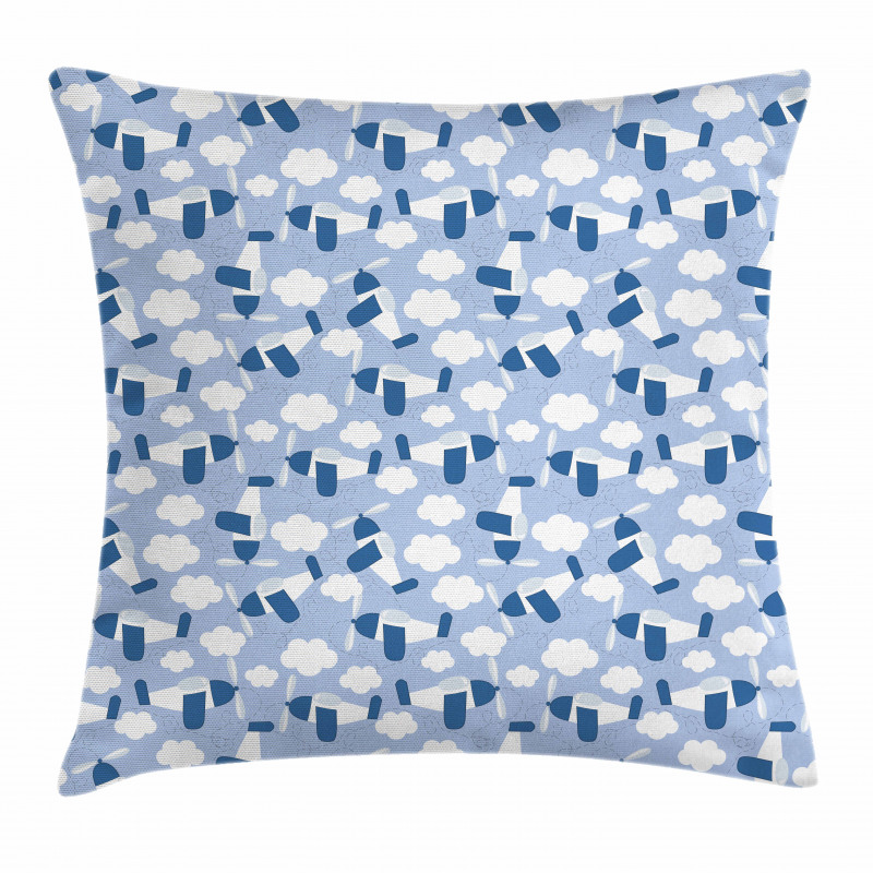 Retro Planes Clouds Pillow Cover