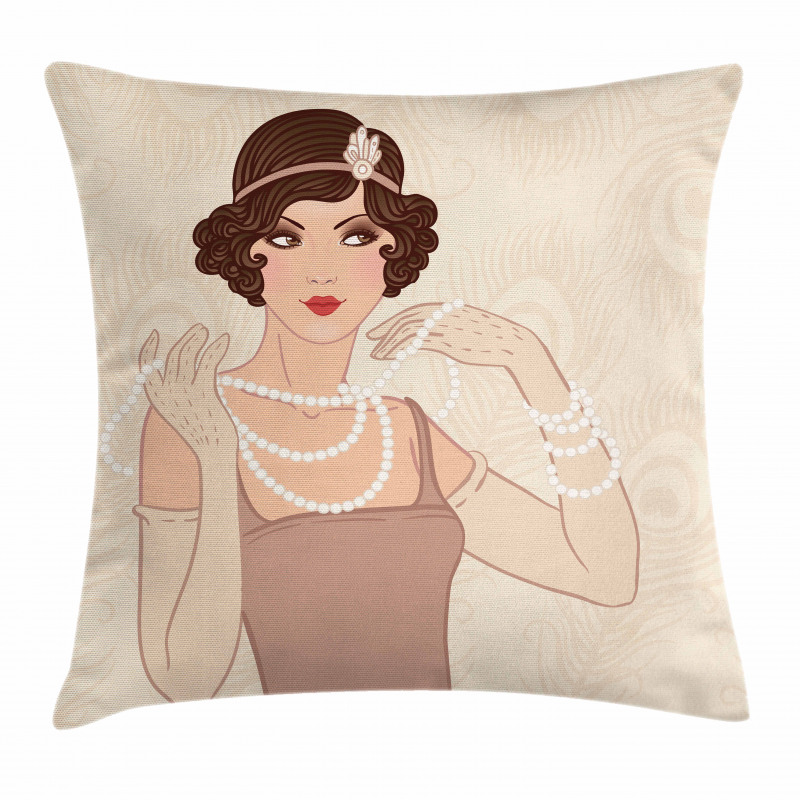 Brunette Flapper Pillow Cover