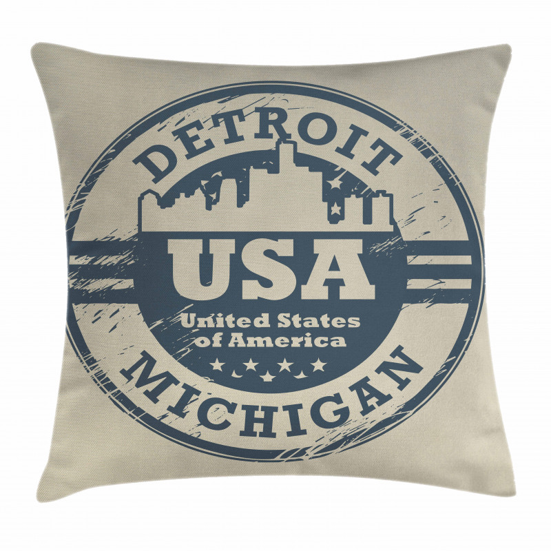 Detroit Michigan Stamp Pillow Cover