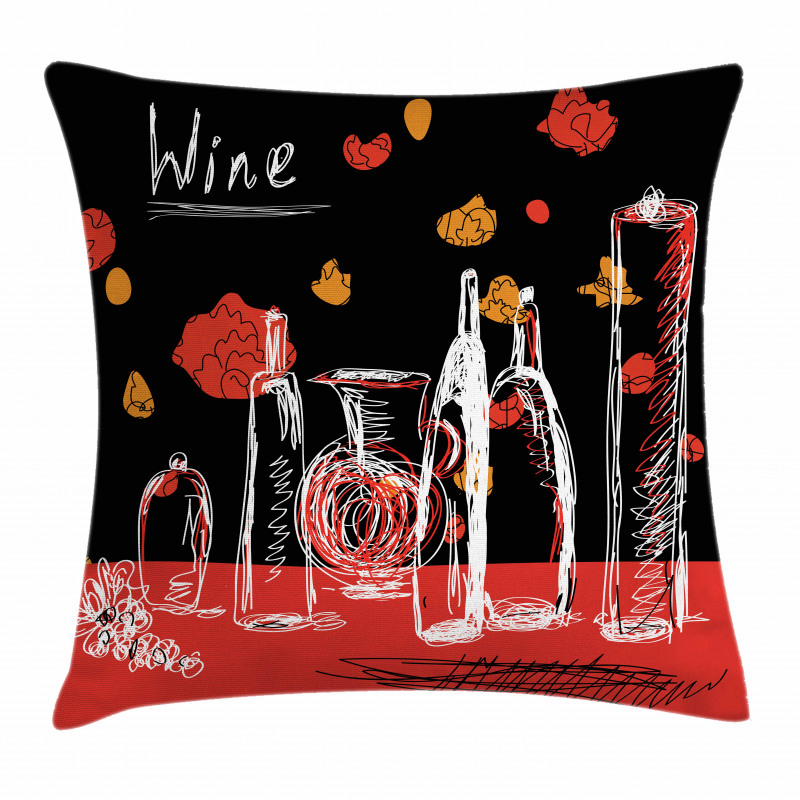 Wine Bottles and Decanter Pillow Cover