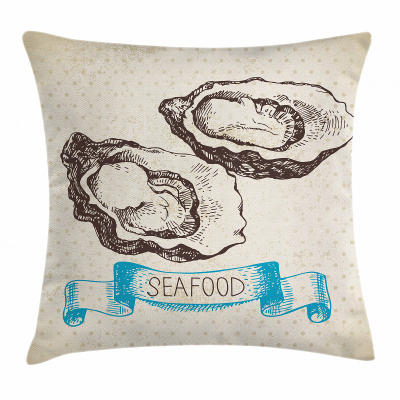 Sketch Virginica Oyster Pillow Cover