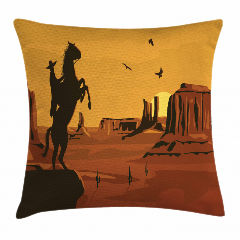Sunset Scene and Cowboy Pillow Cover