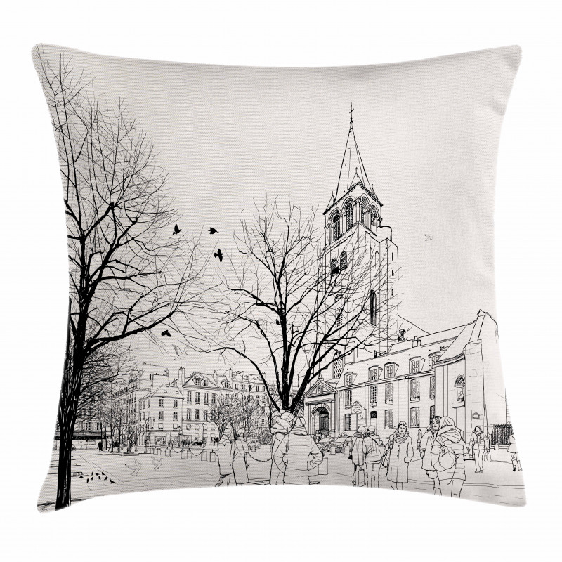Walking People Winter Pillow Cover
