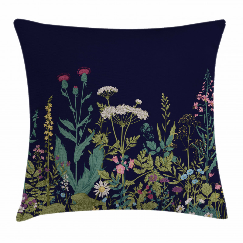 Rural Herbs Flowers Pillow Cover