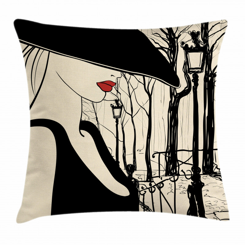 European Woman Montmartre Pillow Cover