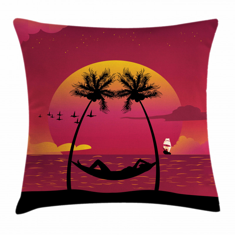 Girl in Hammock Paradise Pillow Cover