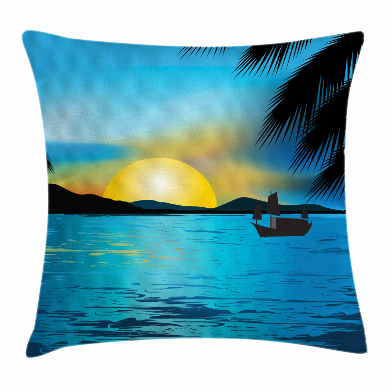 Calm Sunrise Fishing Boat Pillow Cover