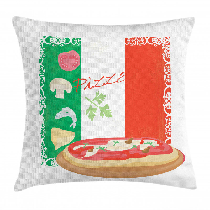 Italian Cuisine and Flag Pillow Cover